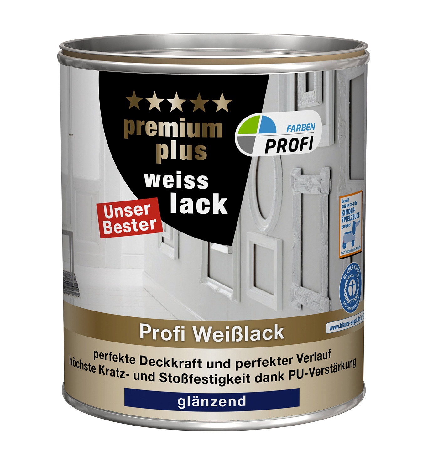 PROFI premium Acryl Weißlack 2,5 Liter, glänzend