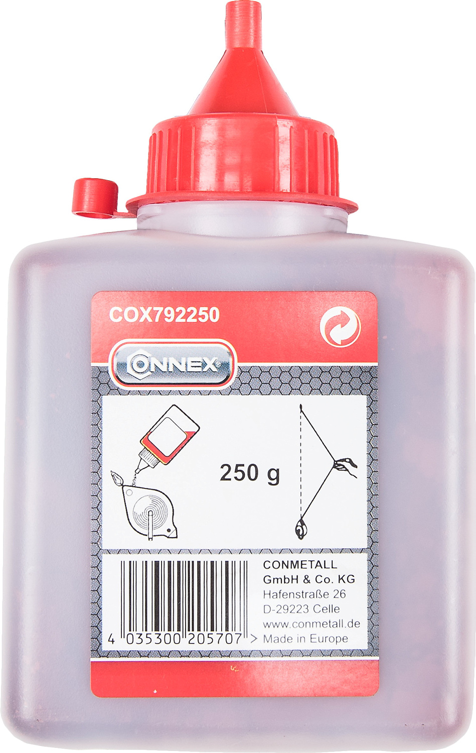 Connex Farbpulver für Schlagschnurroller, Rot 250 g