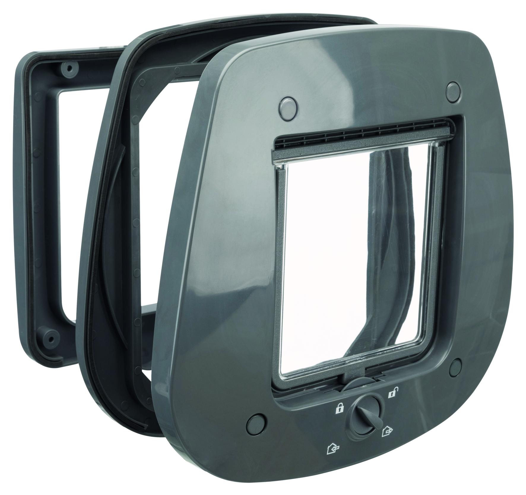 Trixie 4-Wege Freilauftür für Glastüren, 27 × 26 cm, grau