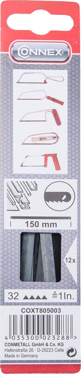 Connex Ersatzblatt für Metall, 32 Zähne per Zoll, 12 Stück