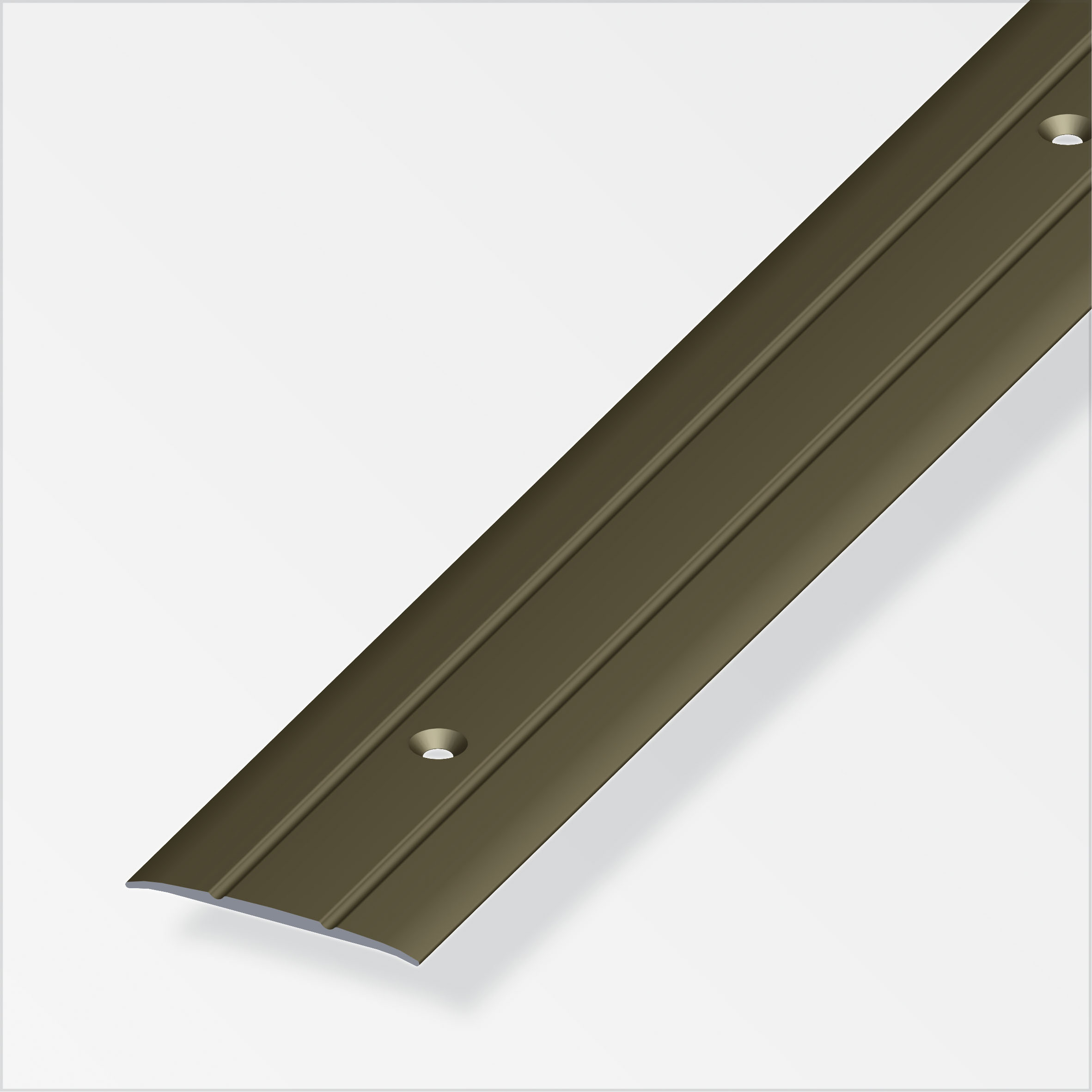 clipstech® Übergangsprofil gelocht, flach, Alu eloxiert, Bronze 1 m, 37 × 2,5 mm