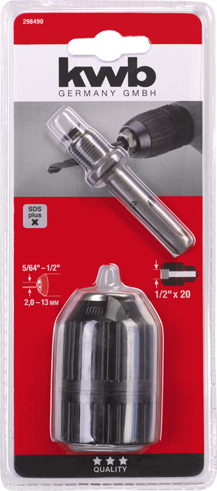 kwb Schnellspann-Bohrfutter für Akku-Bohrmaschinen/-Schrauber, SDS Plus, 2 - 13 mm
