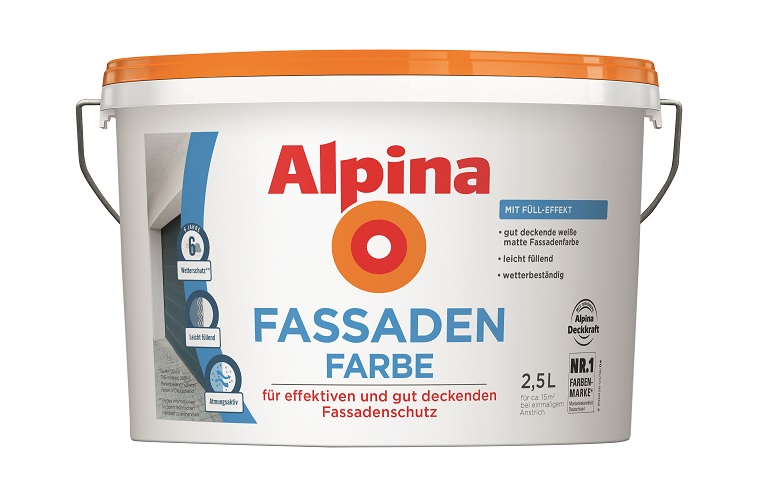 Alpina Fassadenfarbe - Weiß 2,5 Liter, matt