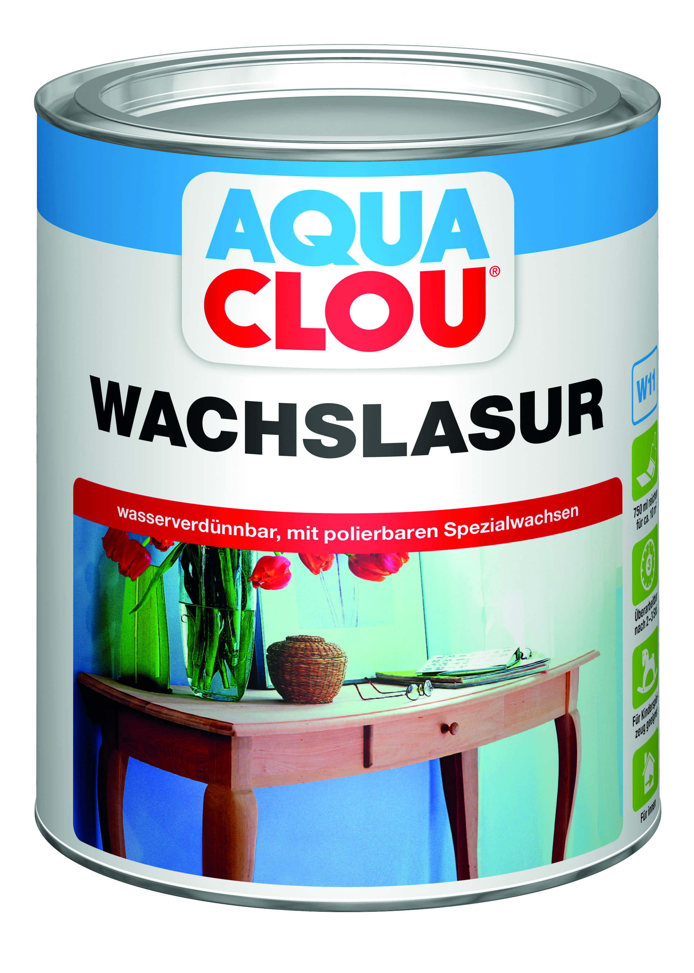 AQUA CLOU Wachslasur W11, 750 ml - Hellbraun