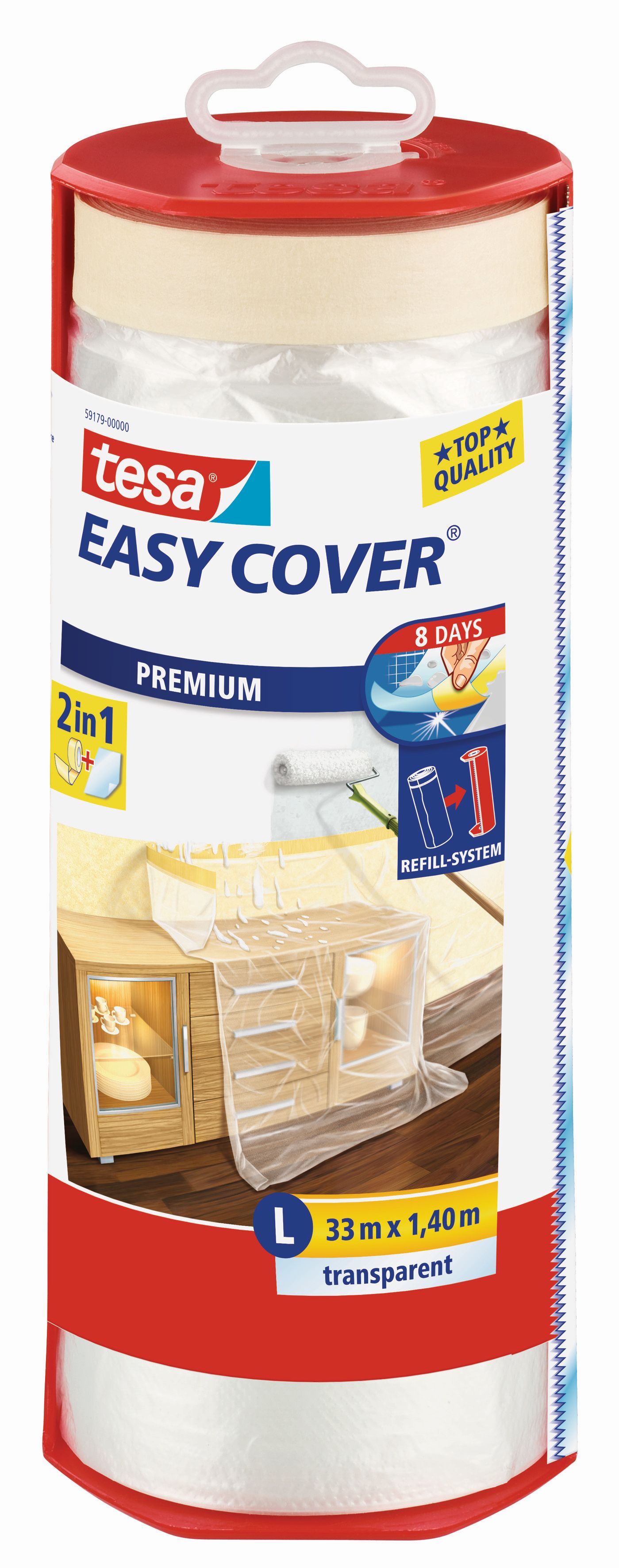 tesa Easy Cover® Premium Abdeckfolie für Malerarbeiten incl. Abroller
