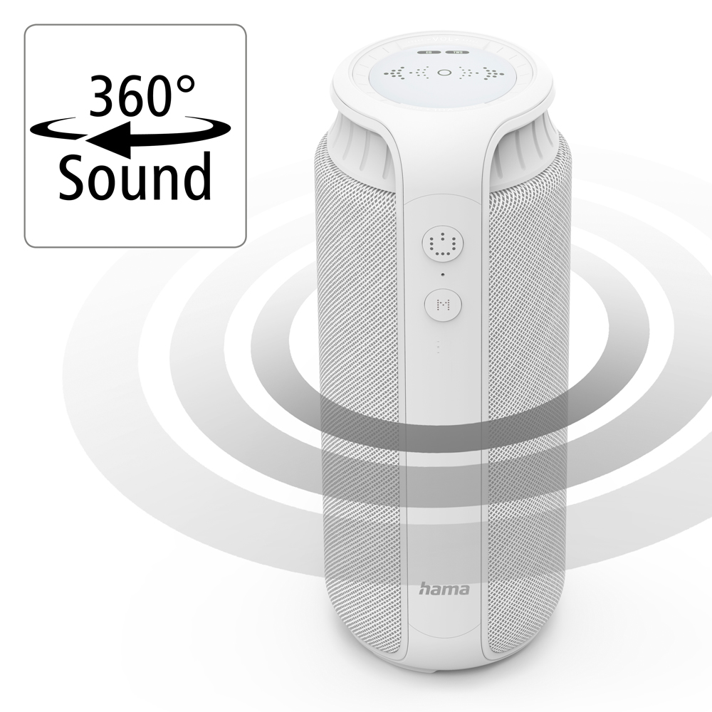 hama Bluetooth Lautsprecher Pipe 2.0, 24 W, IPX4, Weiß