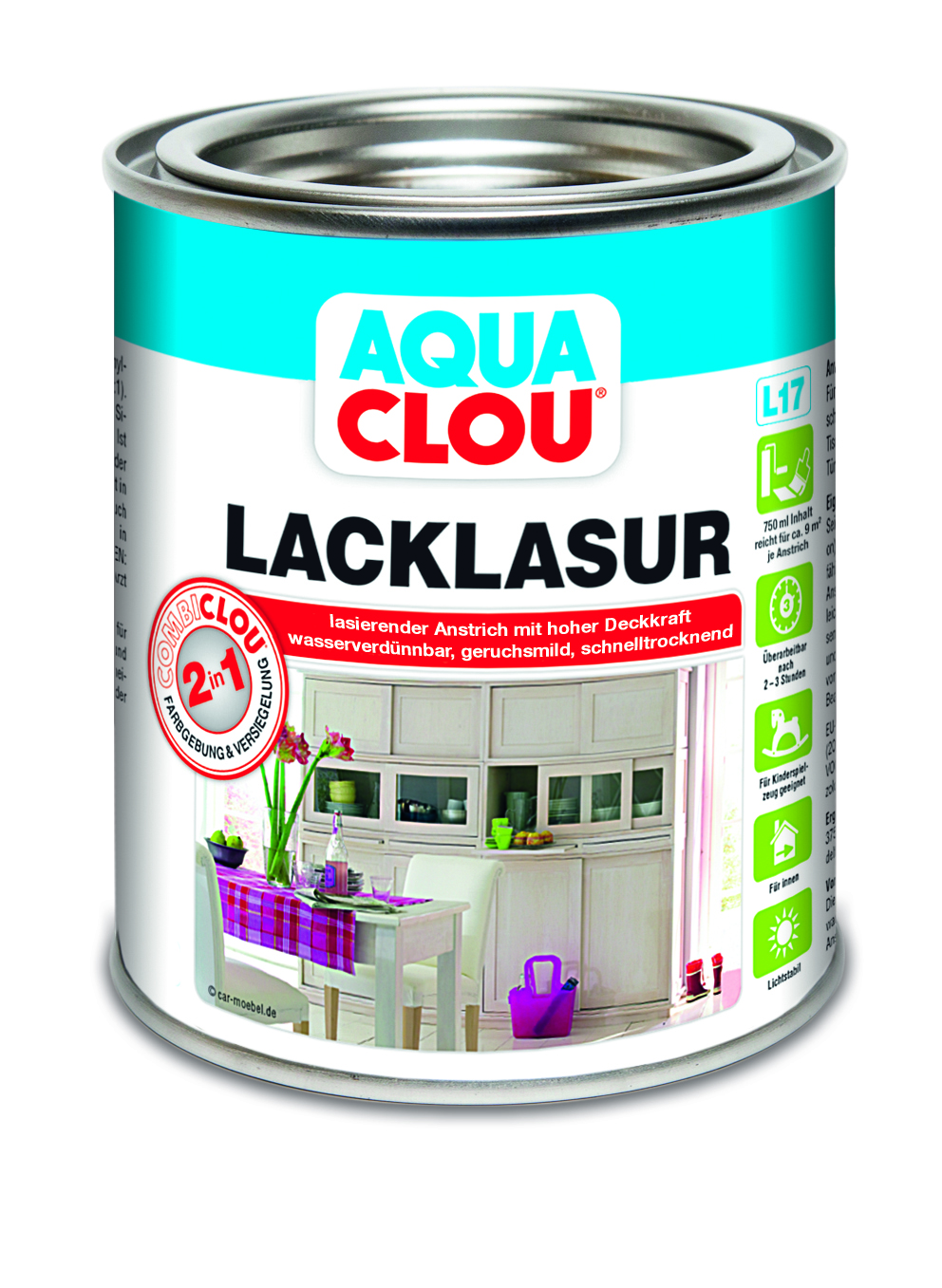 AQUA CLOU Lacklasur L17, 750 ml - Mahagoni