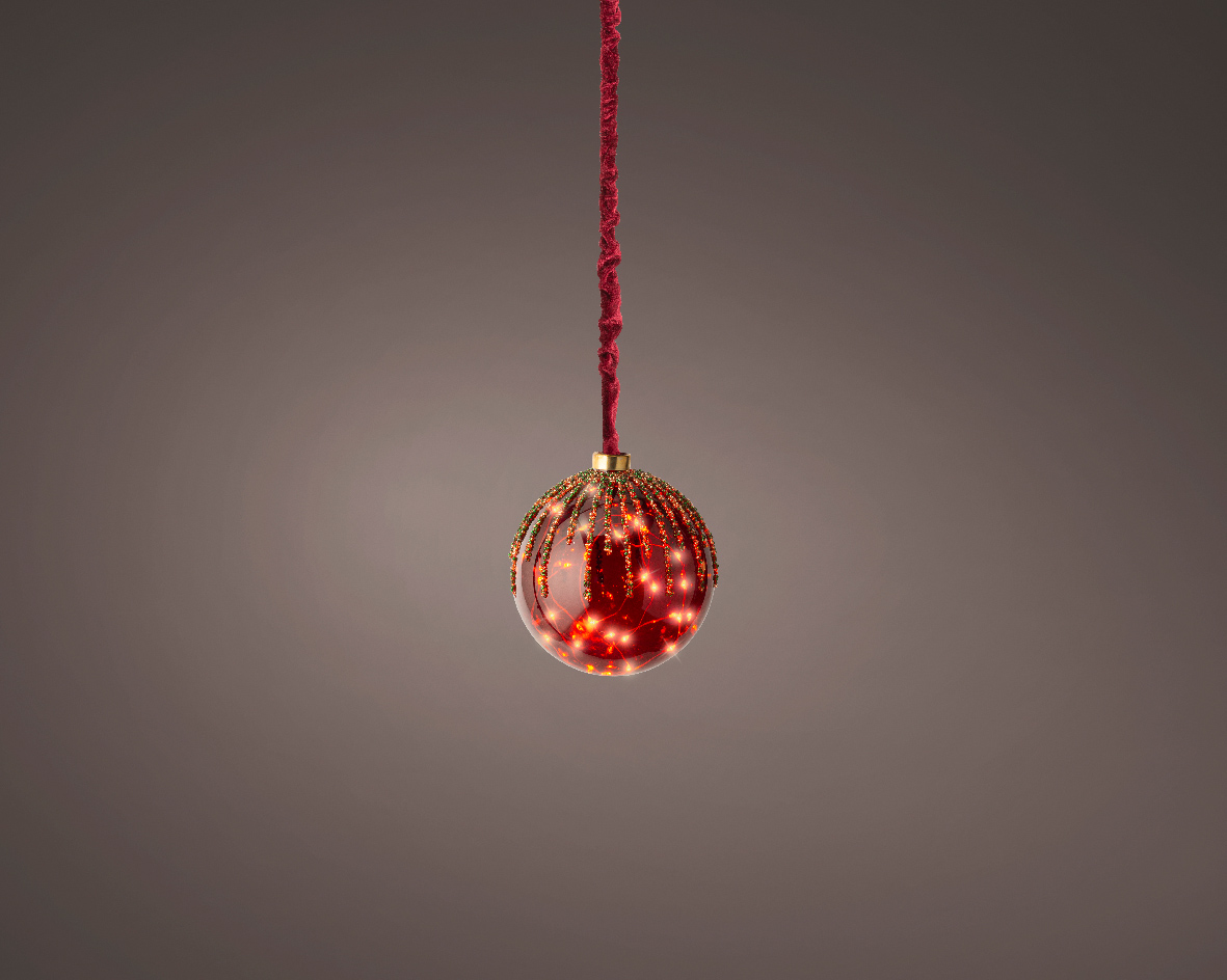 Decoris® Micro LED Weihnachtskugel, Ø 14 cm, Weihnachtsrot