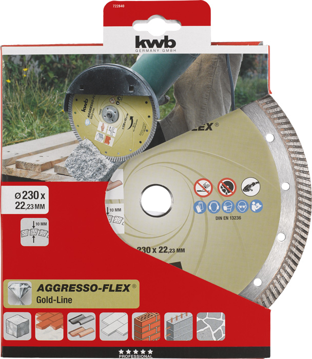 kwb AGGRESSO-FLEX® Gold-Line DIAMANT Trennscheiben, ø 230 x 22 mm