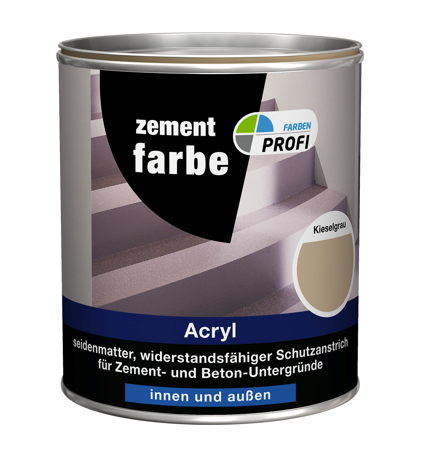 PROFI Acryl Zementfarbe Kieselgrau 750 ml, seidenmatt