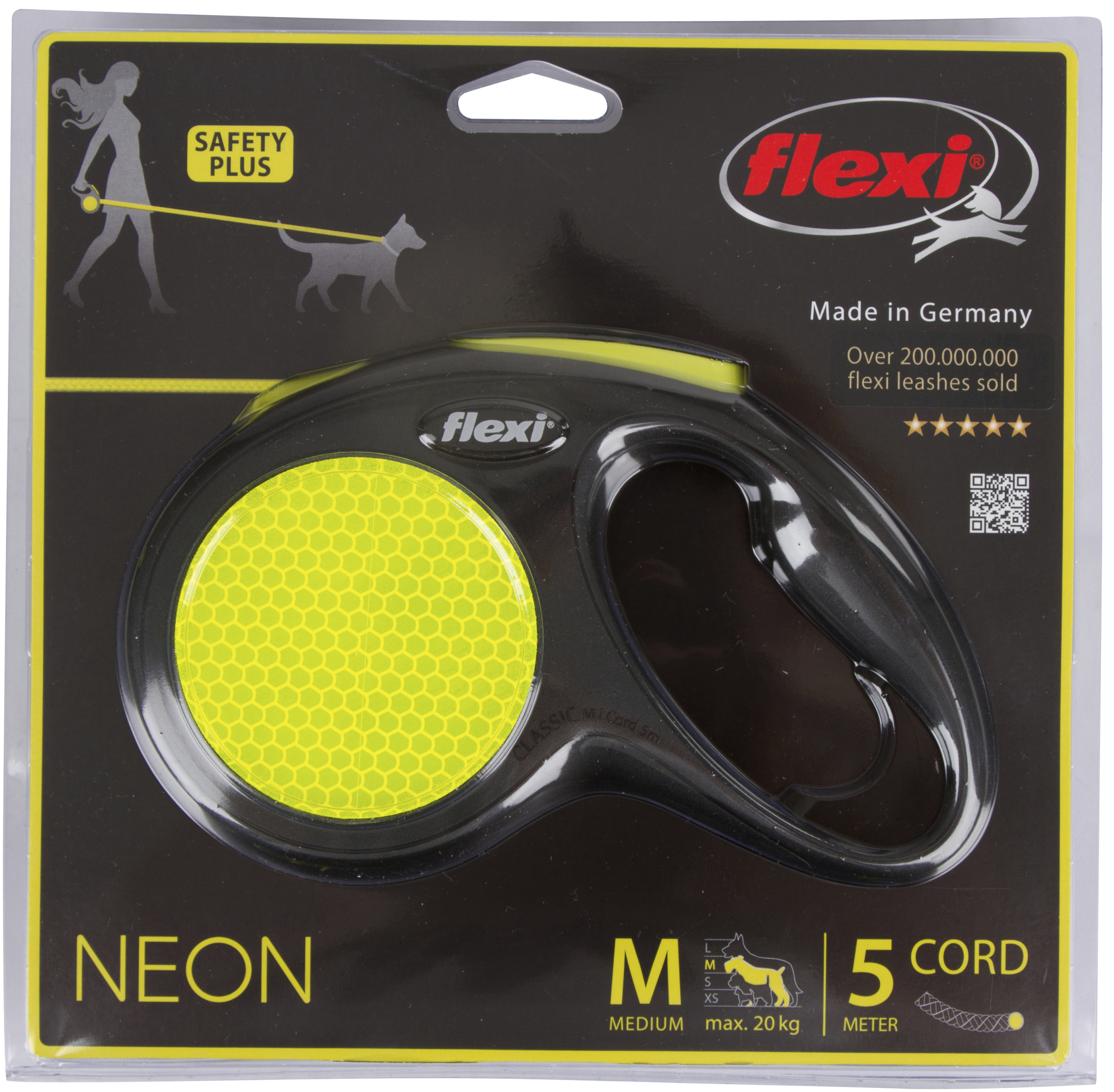 flexi New NEON Seil, M: 5 m, schwarz/neongelb