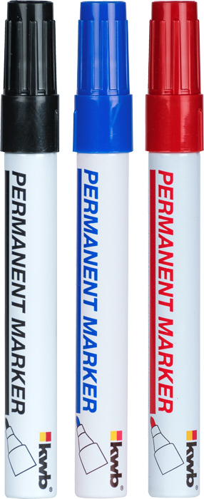 kwb Markierstifte-Set, fein, schwarz, rot, blau, 3 Stk.