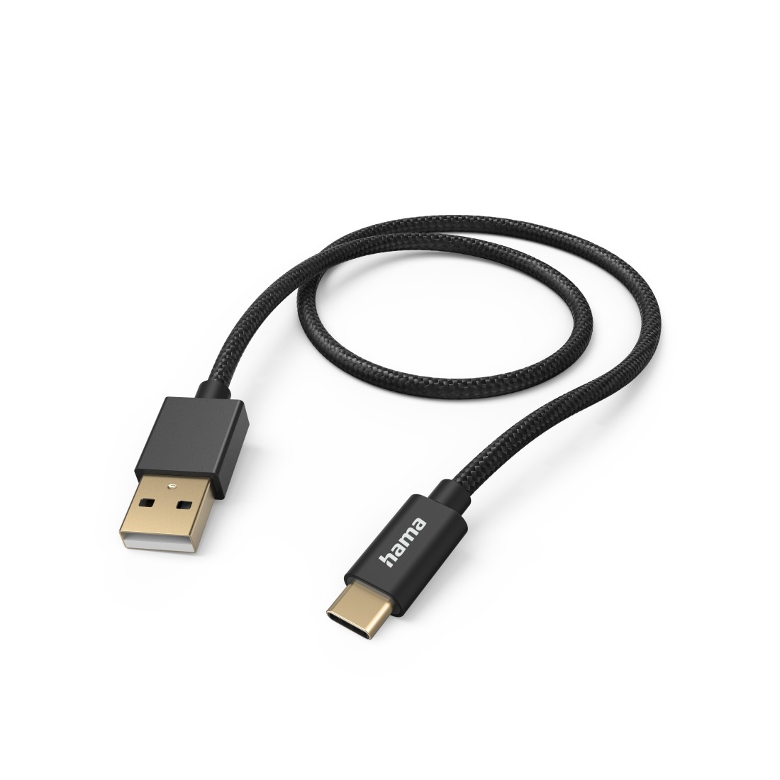 hama Ladekabel "Fabric", USB-A - USB-C, Nylon, Schwarz, 1,5 m