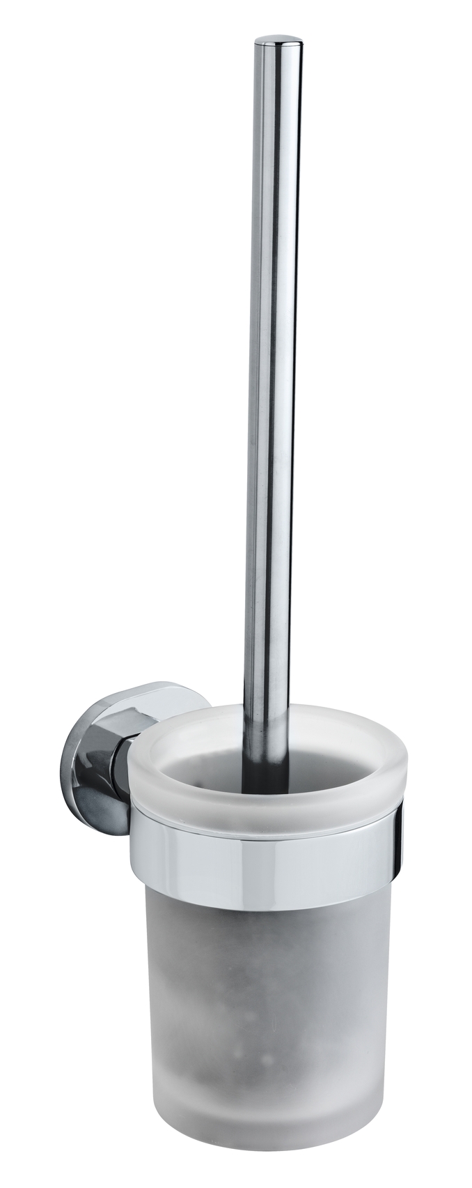 Wenko UV-Loc WC-Garnitur Maribor 9,5 x 36,5 x 11,5 cm, satiniertes Glas/silber glänzend. Befestigen ohne Bohren