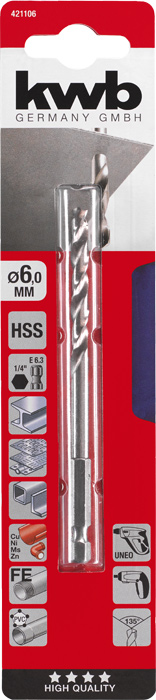 HSS Spiralbohrer mit Sechskantaufnahme 1/4, ø 6.0 mm