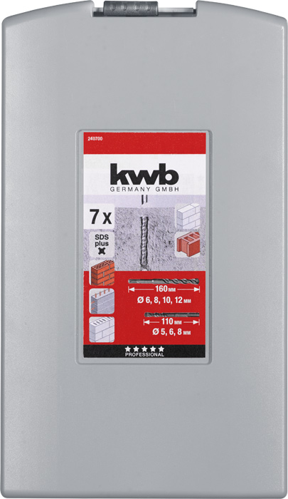 kwb HB 44 SDS plus Hammerbohrersatz, 7-tlg., ø 5.0, 6.0, 8.0 + 6.0, 8.0, 10, 12 mm