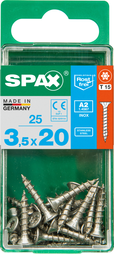 SPAX® Edelstahlschraube Senkkopf T-STAR plus® Vollgewinde 3,5x20 mm 25 Stück