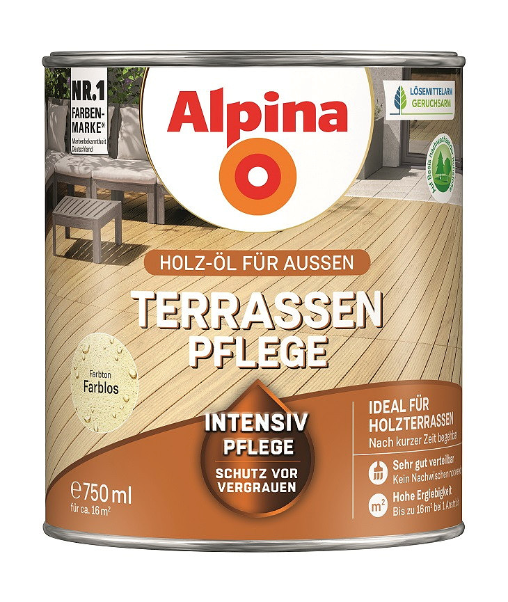 Alpina Terrassen-Pflege Holzöl - Farblos 750 ml