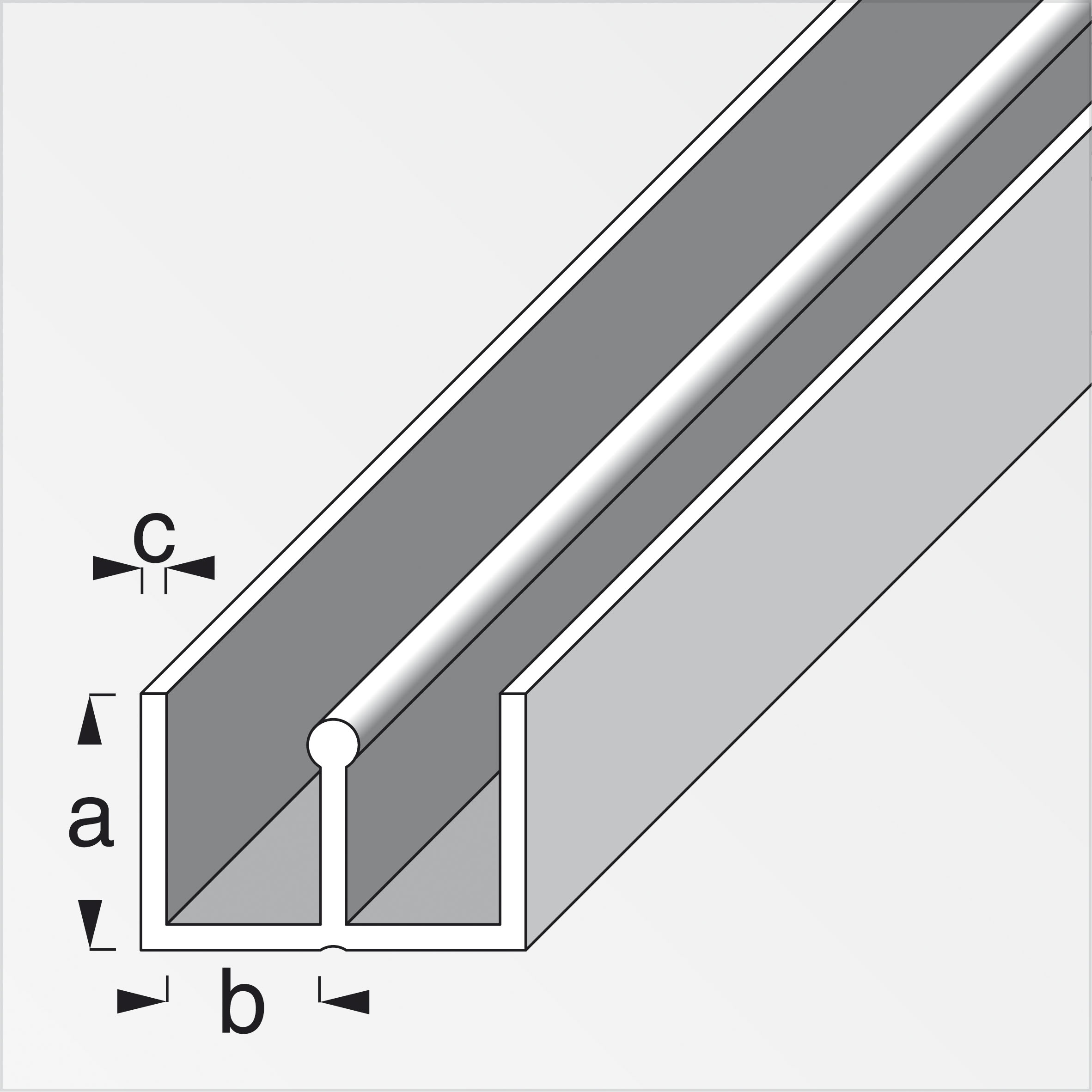 alfer® Führungsschienenprofil Kunststoff, Weiß 1 m, 6  × 6 × 1 mm - Montage oben