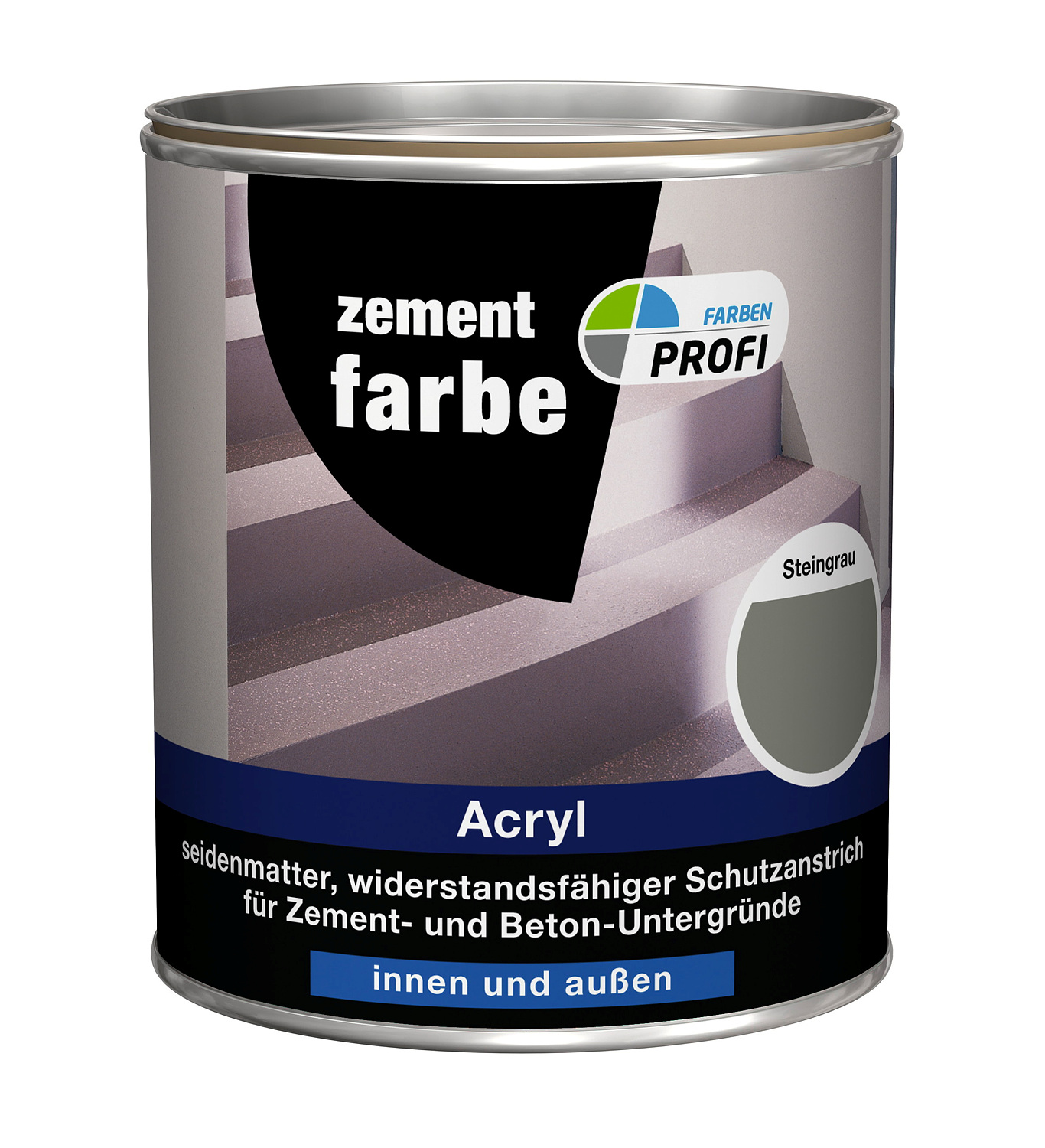 PROFI Acryl Zementfarbe Steingrau 750 ml, seidenmatt