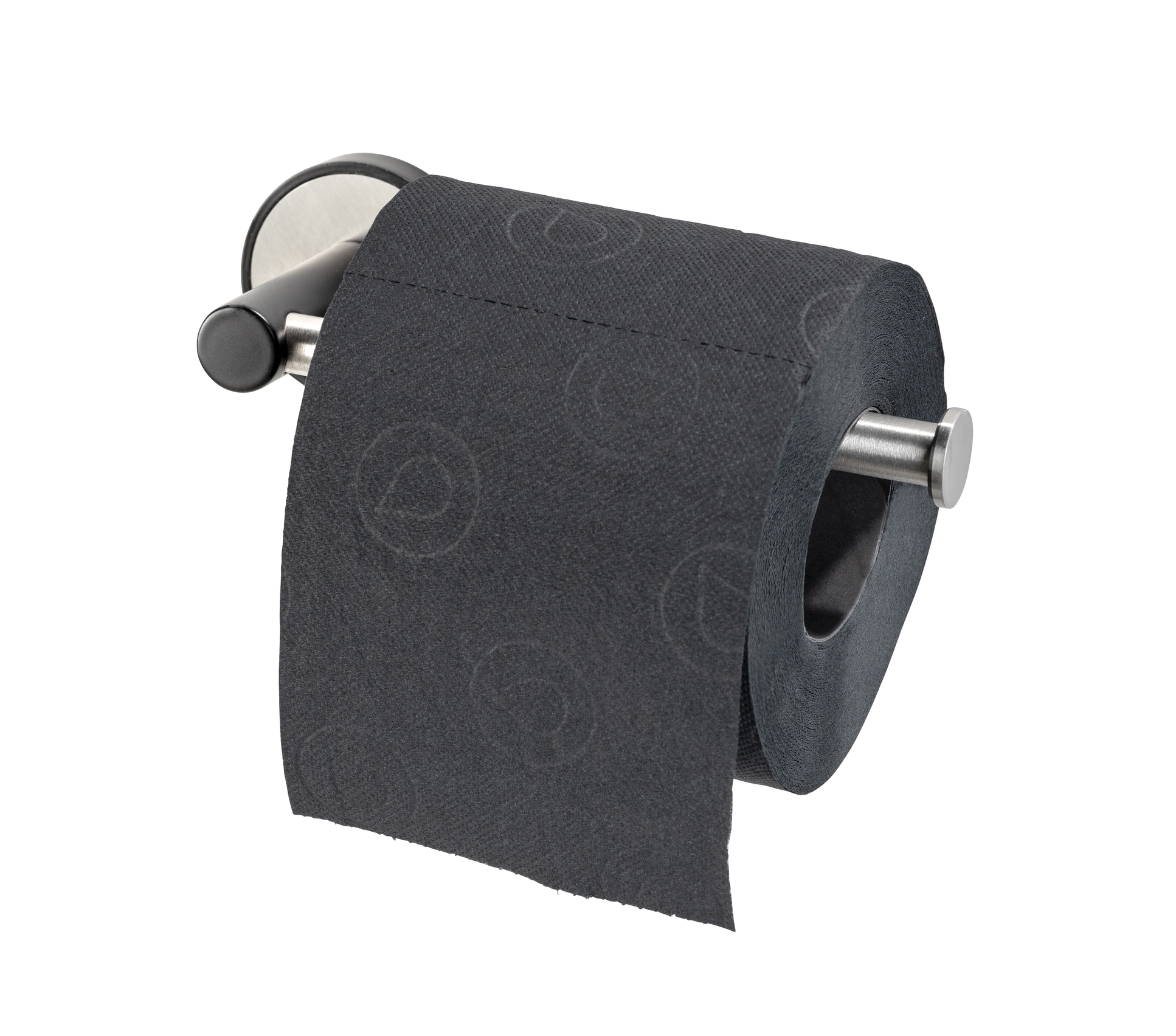 Wenko UV-Loc® Toilettenpapierhalter Udine 17 x 5 x 6 cm, ohne Deckel,  silber matt/schwarz. Befestigen ohne bohren | 422601