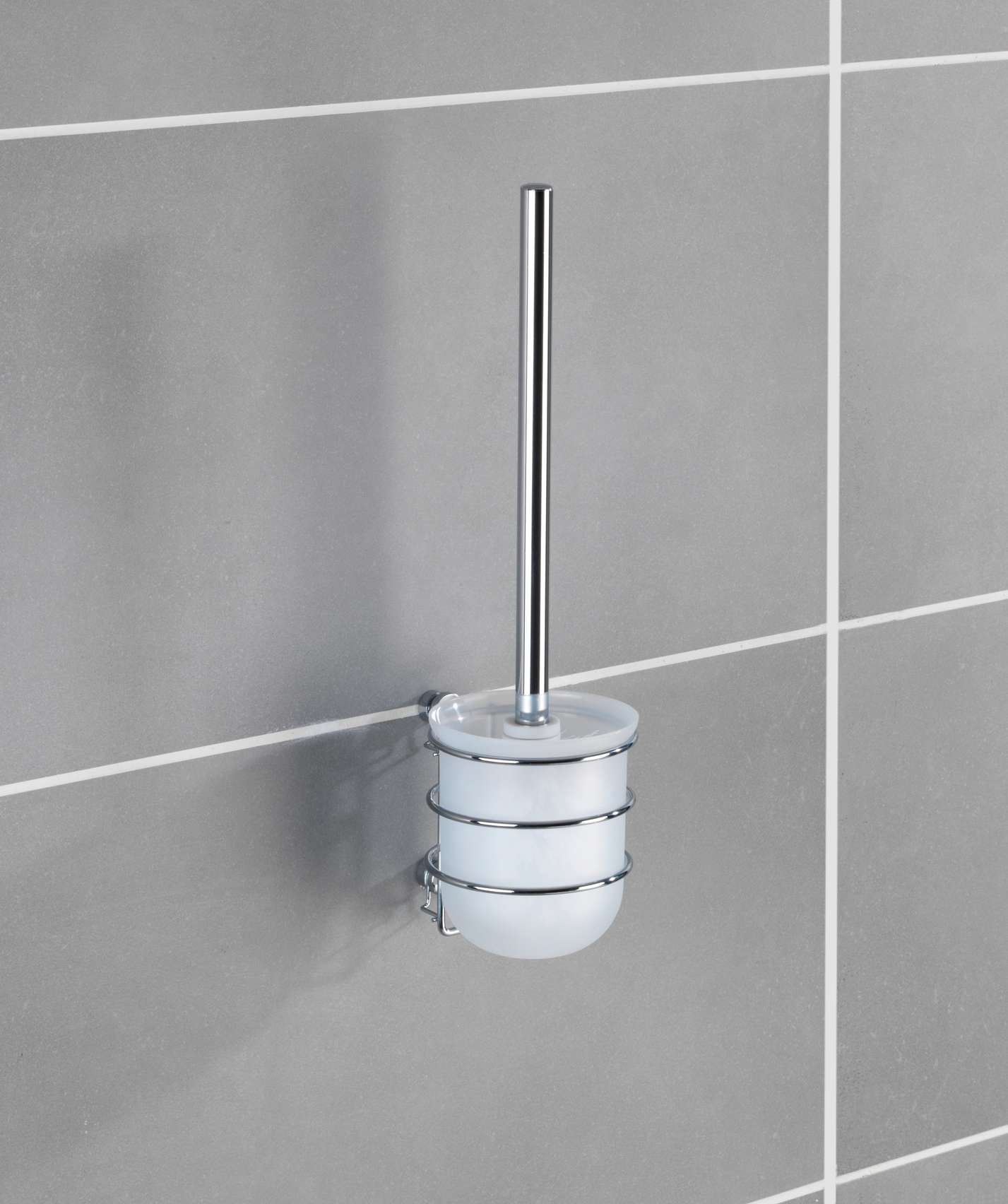 Wenko WC-Garnitur Classic  10 x 37 cm x 12 cm, silber glänzend/weiß