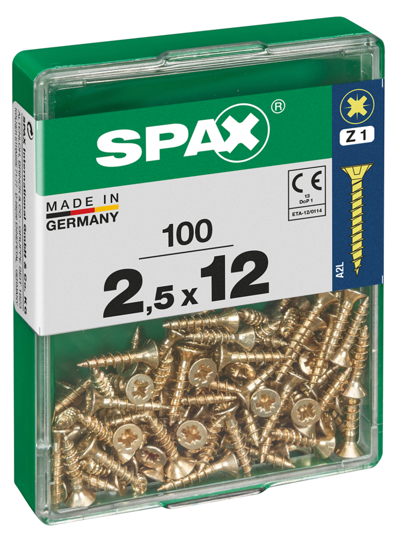 SPAX® Universalschraube Senkkopf Kreuzschlitz Z Vollgewinde 2,5x12 mm 100 Stück