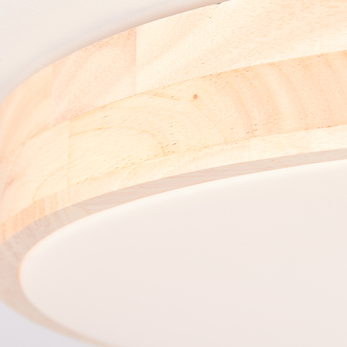 brelight LED-Deckenleuchte Slimline Ø 50 cm, 36 W, dimmbar, Weiß/Holz