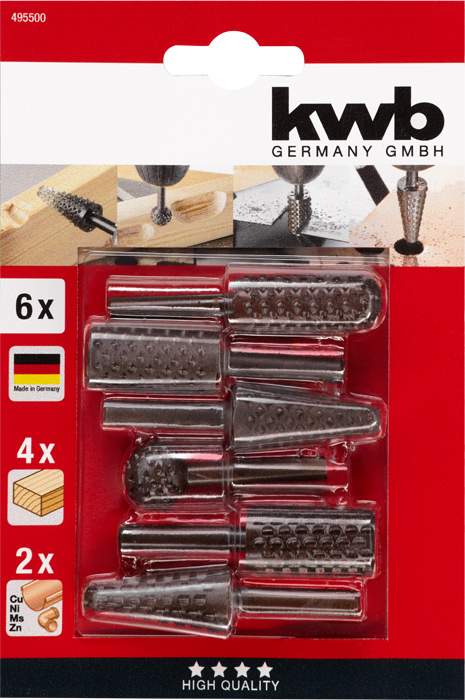 kwb Profilraspel-Set, 4 x Holz, 2 x Buntmetall, 6-tlg.