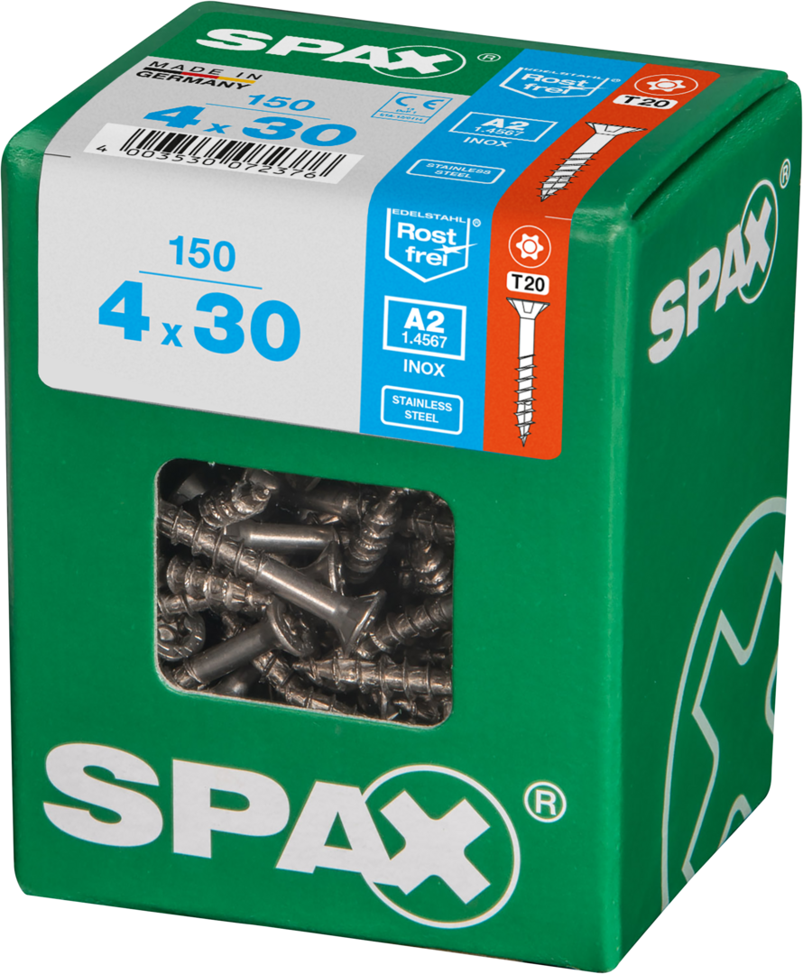 SPAX® Edelstahlschraube Senkkopf T-STAR plus® Teilgewinde 4x30 mm 150 Stück