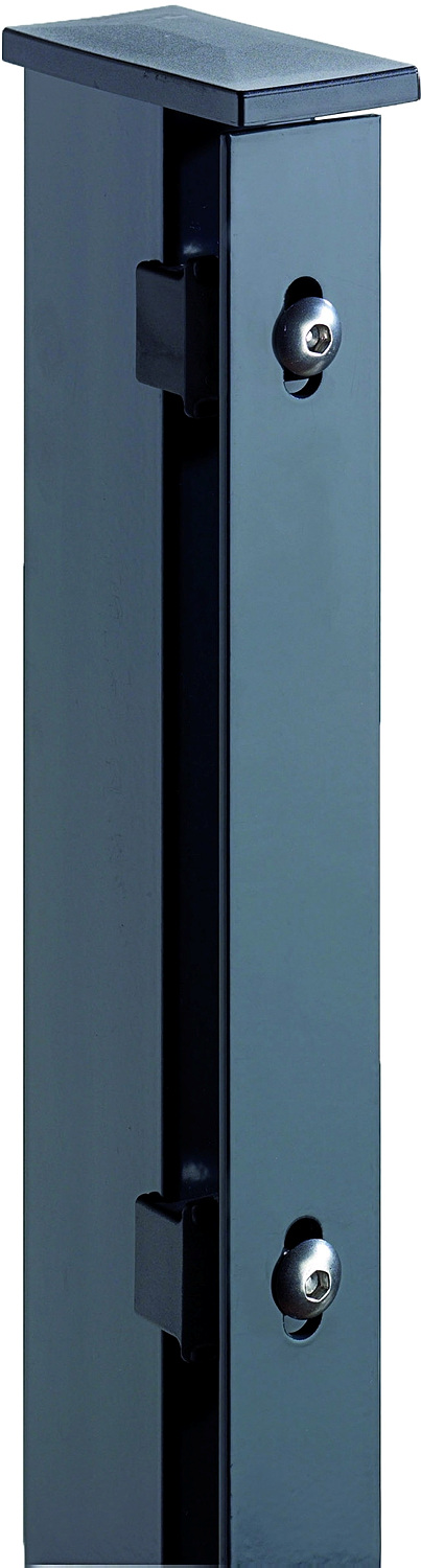 T & J JERRY Zaunpfosten 60/40 x 1300 mm, für 830 mm, mit Flacheisenleiste, RAL 7016 anthrazit