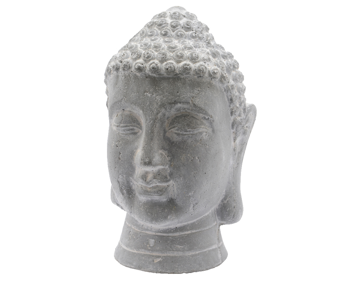 Kaemingk Deko-Kopf Buddha, Grau, 30 cm