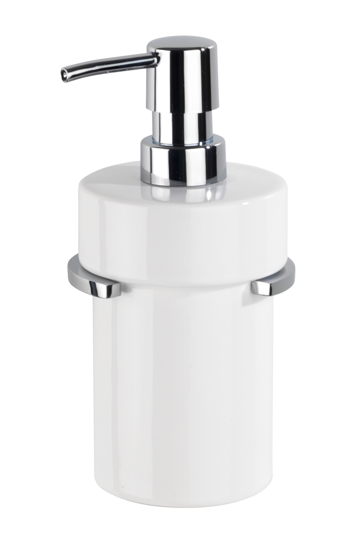 Wenko UV-Loc® Isera Seifenspender 360 ml, silber glänzend/weiß. Befestigen ohne Bohren