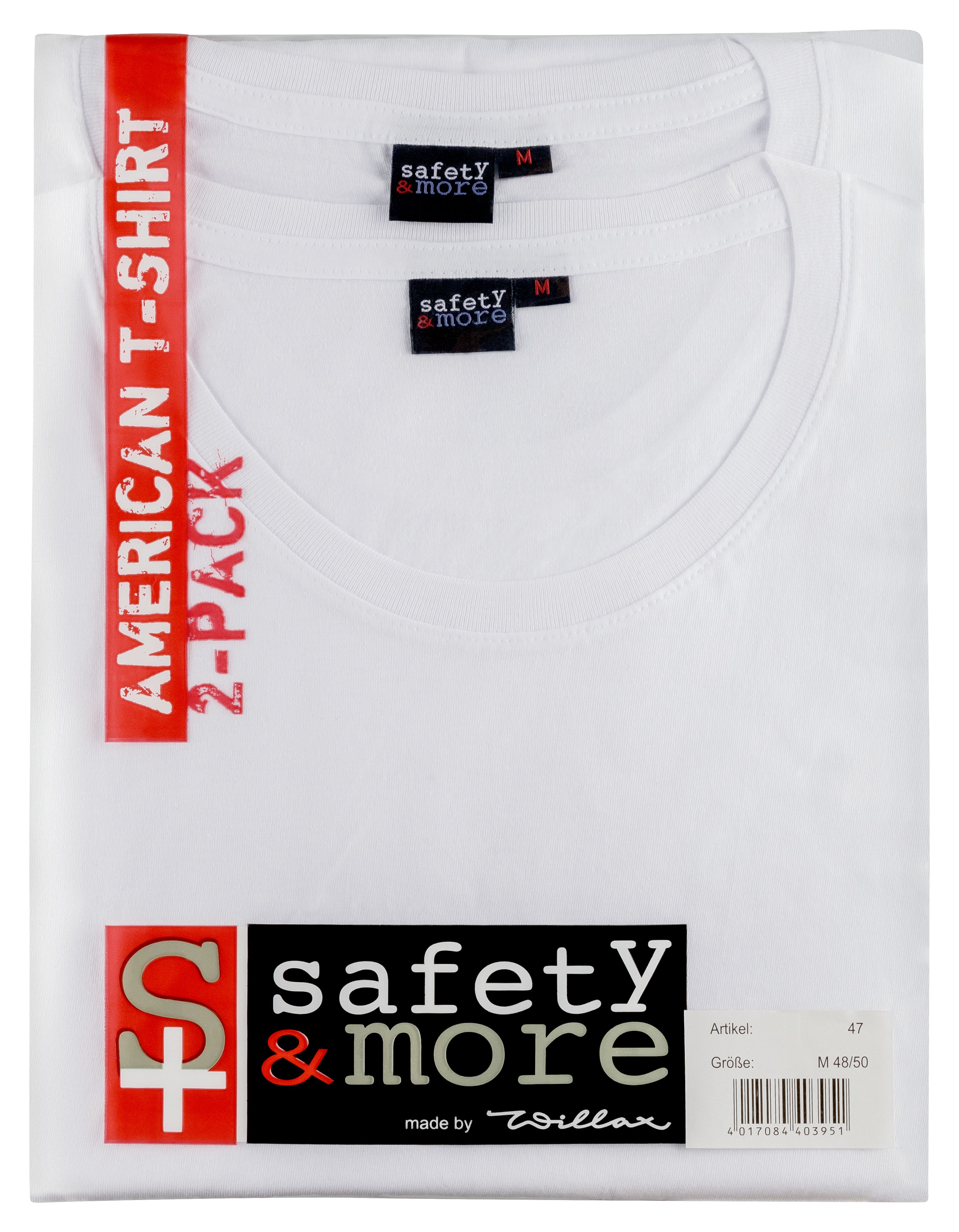 Willax T-Shirt im Doppelpack, Weiß, Gr. L