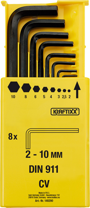Kraftixx Sechskant-Stiftschlüsselsatz, Schiebebox, 8-tlg.
