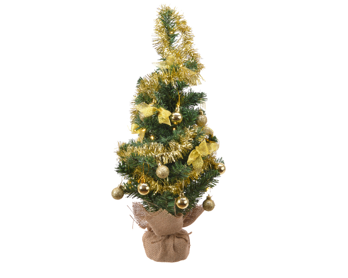 Everlands DIY Mini LED Tannenbaum, Gold geschmückt, 60 cm