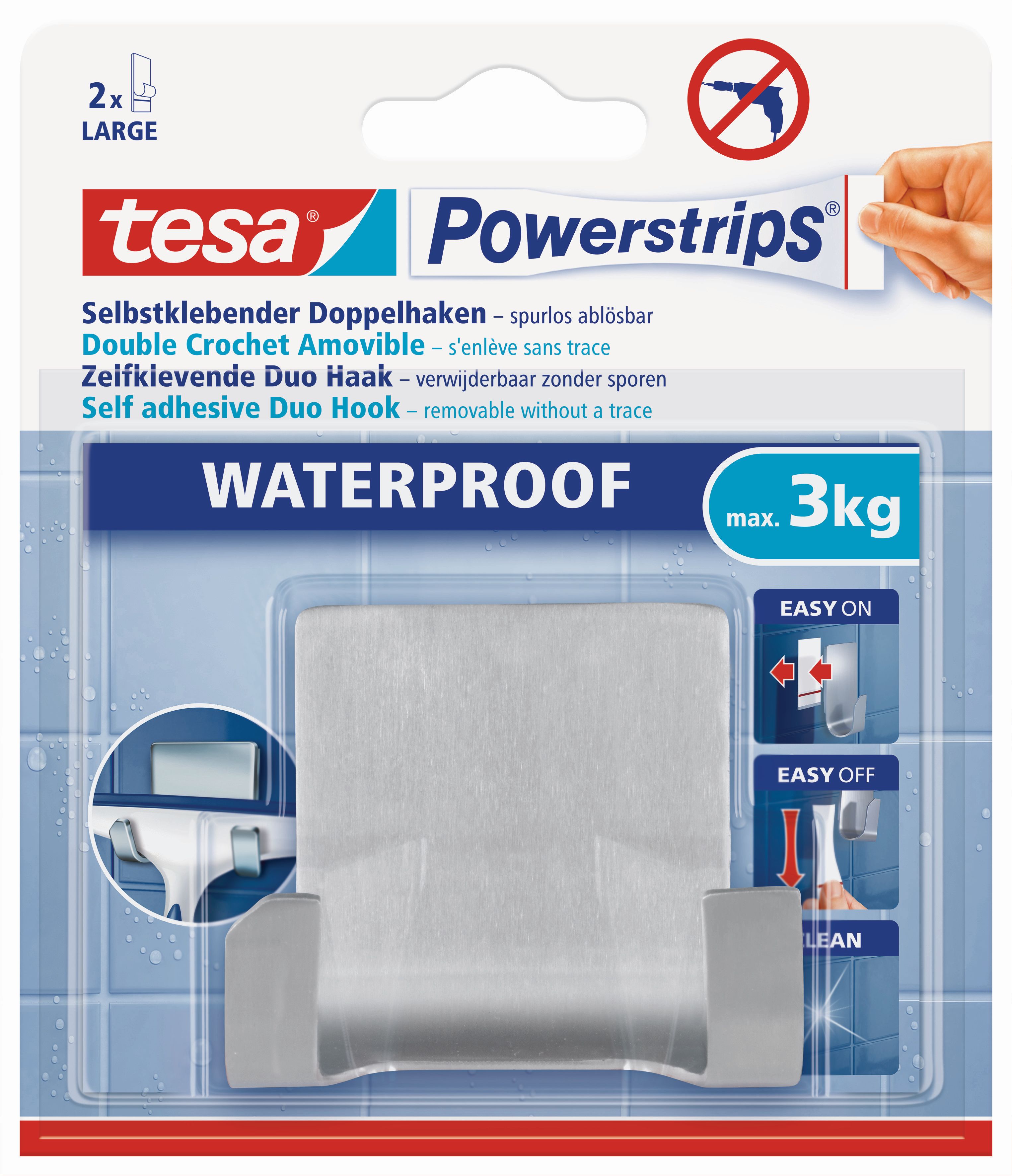 tesa Powerstrips® Doppelhaken Waterproof, Metall (3kg)