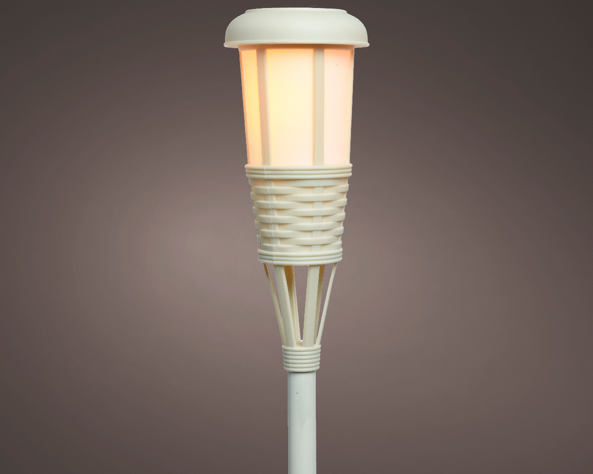 Lumineo LED Solar Stabbeleuchtung, Fackel, Off-Weiß, 61 cm