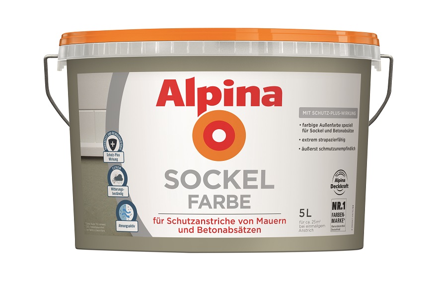 Alpina Sockelfarbe Grau 5 Liter, matt