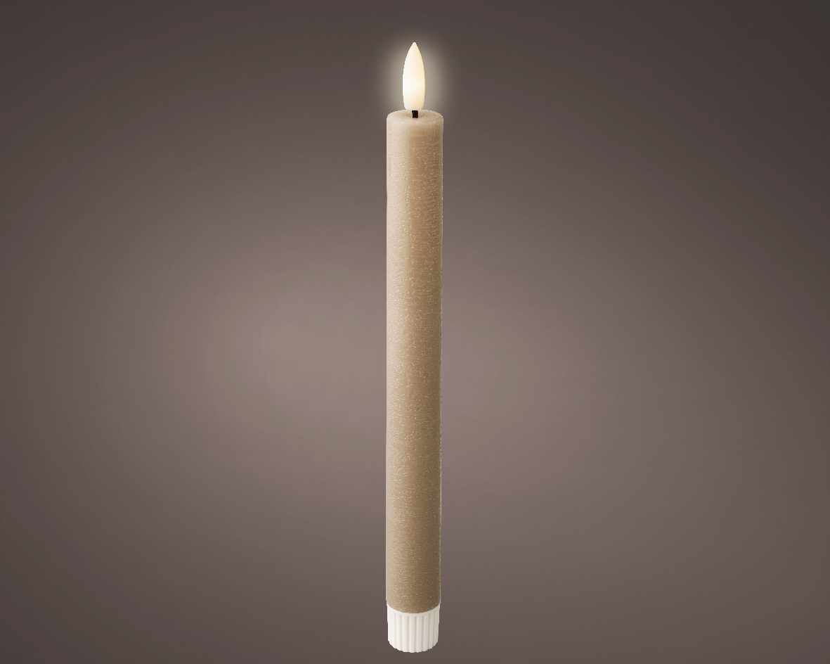 Lumineo LED Stabkerze, 24 cm, Hellgrau, 2 Stück