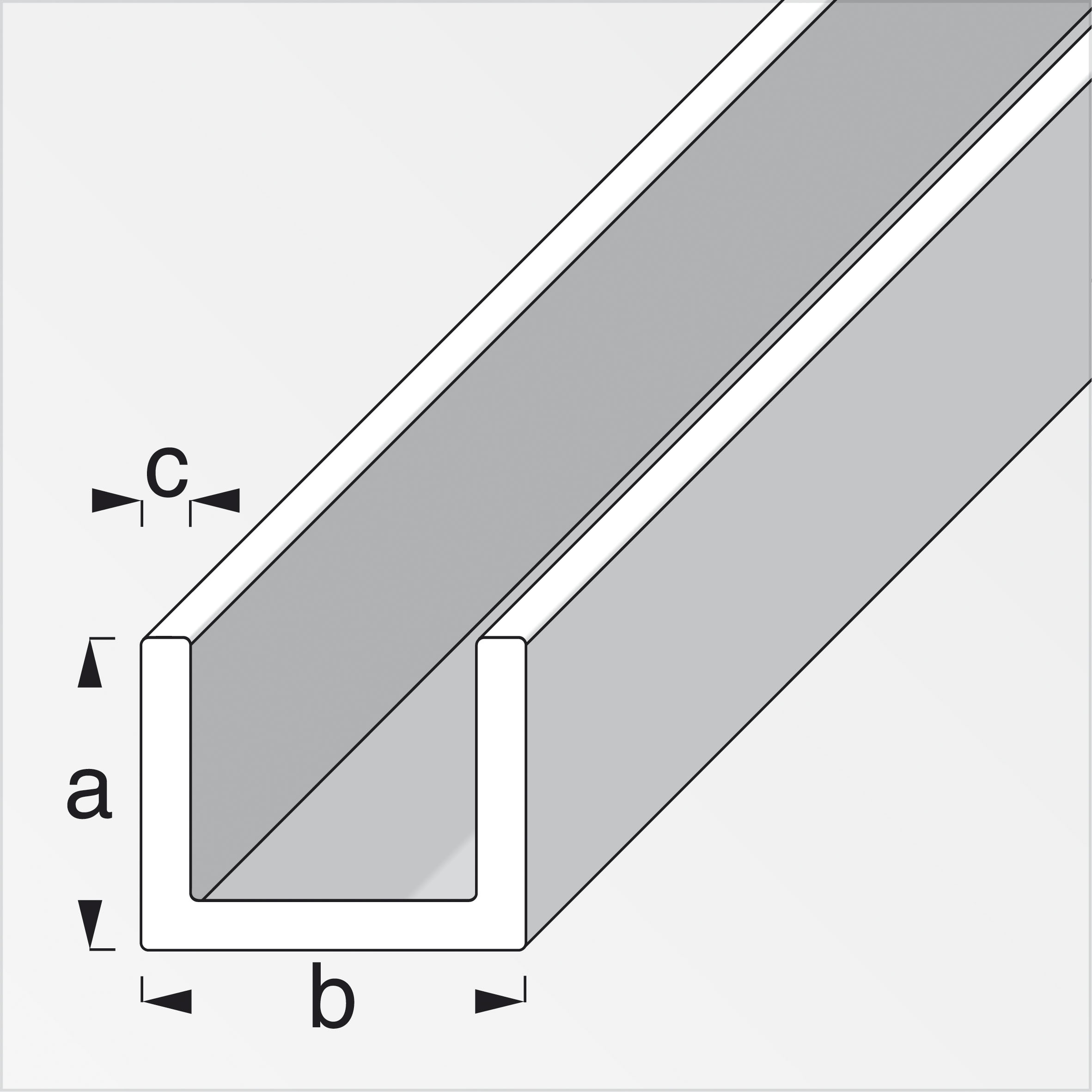 alfer® U-Profil Stahl kaltgewalzt, Stahlgrau 1 m, 20 × 20 × 1,5 mm