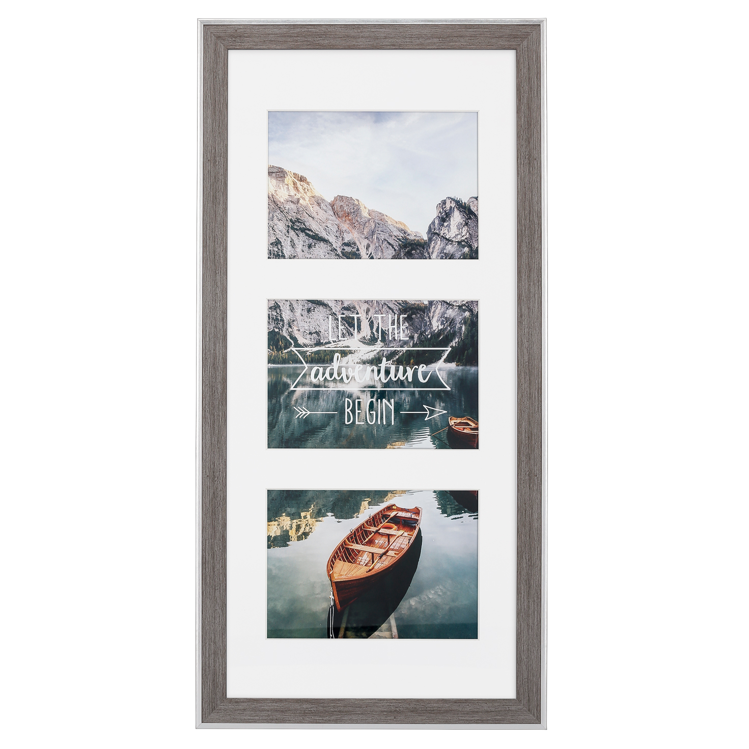 hama Kunststoffrahmen-Galerie "Sierra", Grau, 25 × 55 cm (3 Bilder)