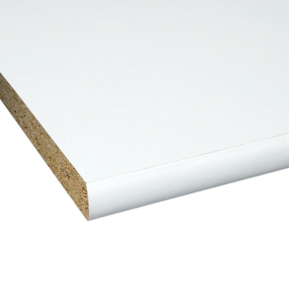 Möbelbauplatte Rundkante 2K umleimt Weiß 2600x600x19 mm