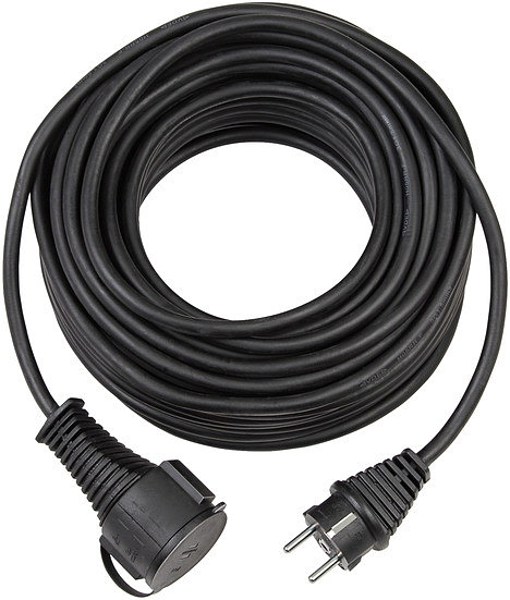 BREMAXX® Outdoor-Verlängerungskabel (15m Kabel in schwarz, für den kurzfristigen Einsatz im Außenbereich, einsetzbar bis -35 ºC, öl- und UV-beständig)