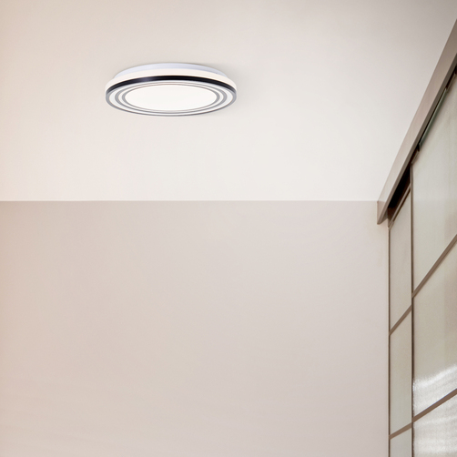 brelight LED-Deckenleuchte Kobana Ø 37 cm mit Innenkreis, 26 W, Schwarz