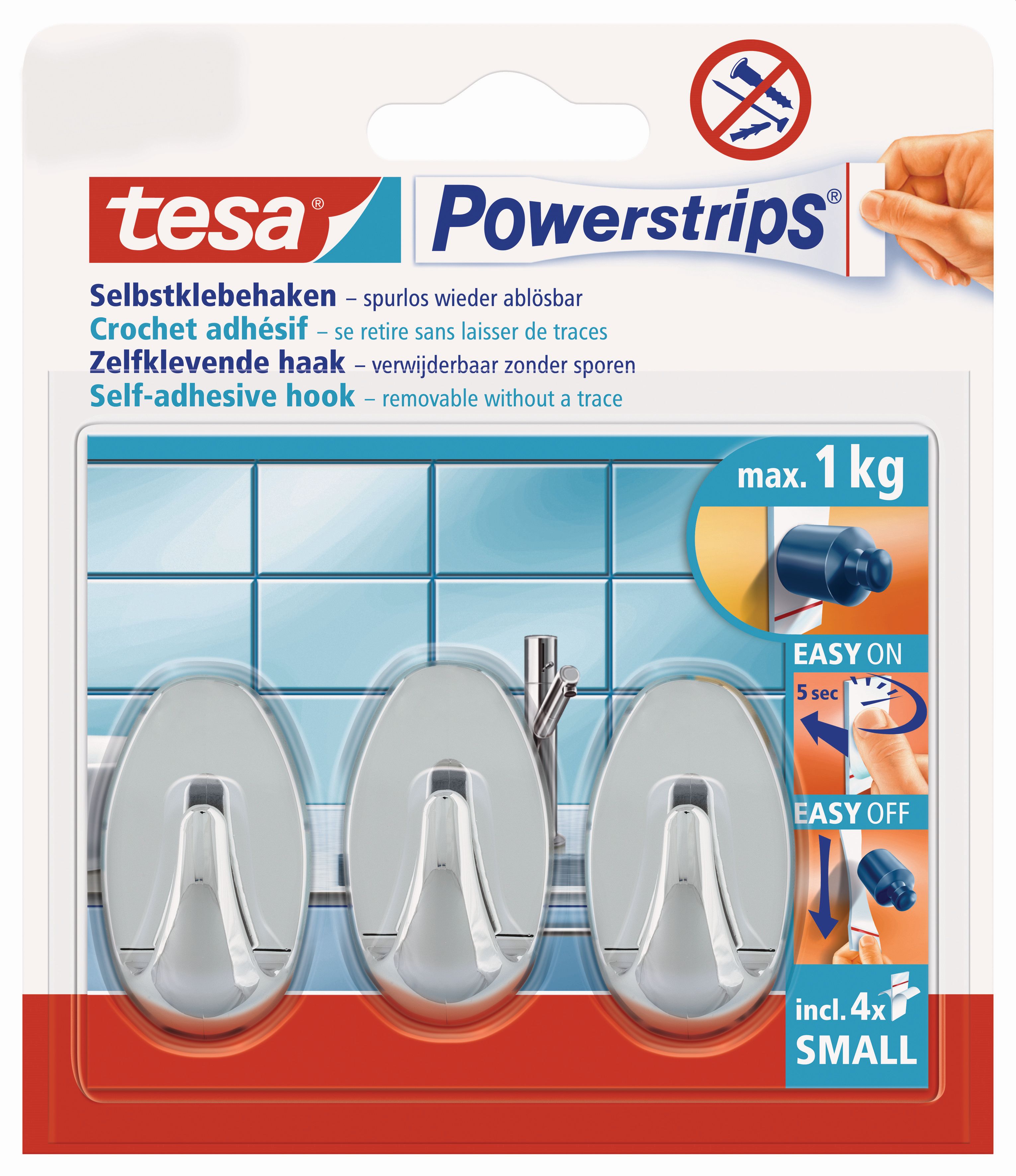 tesa Powerstrips® Haken / Handtuchhaken Oval klein (1 kg)