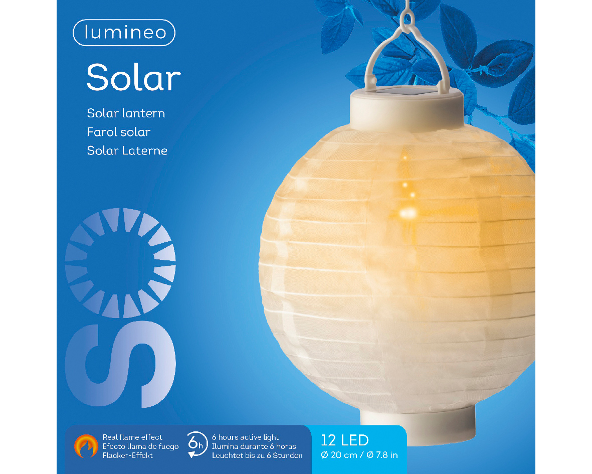 Lumineo LED Solar Laterne/Lampion, Rund, Beige