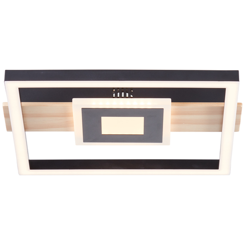 brelight LED-Deckenleuchte Baldo 29,5 × 27,5 cm, 24 W, Schwarz/Holz