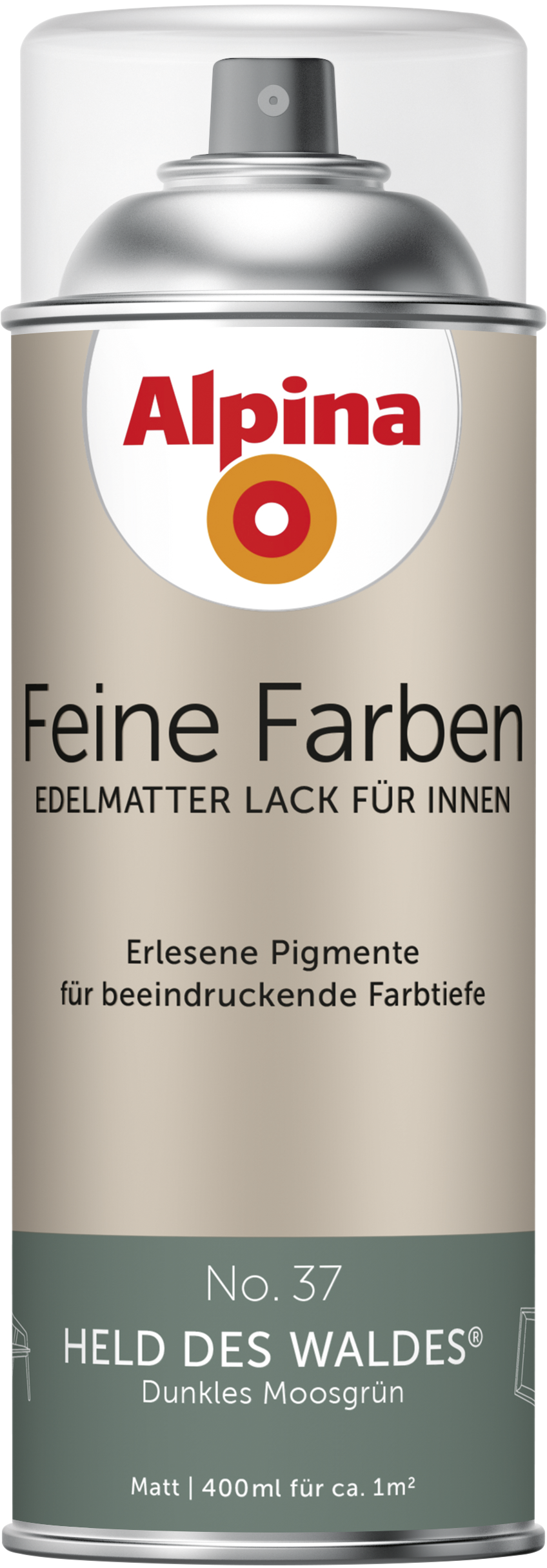 Alpina Feine Farben Sprüh-Lack No. 37 - Held des Waldes, Moosgrün 400 ml