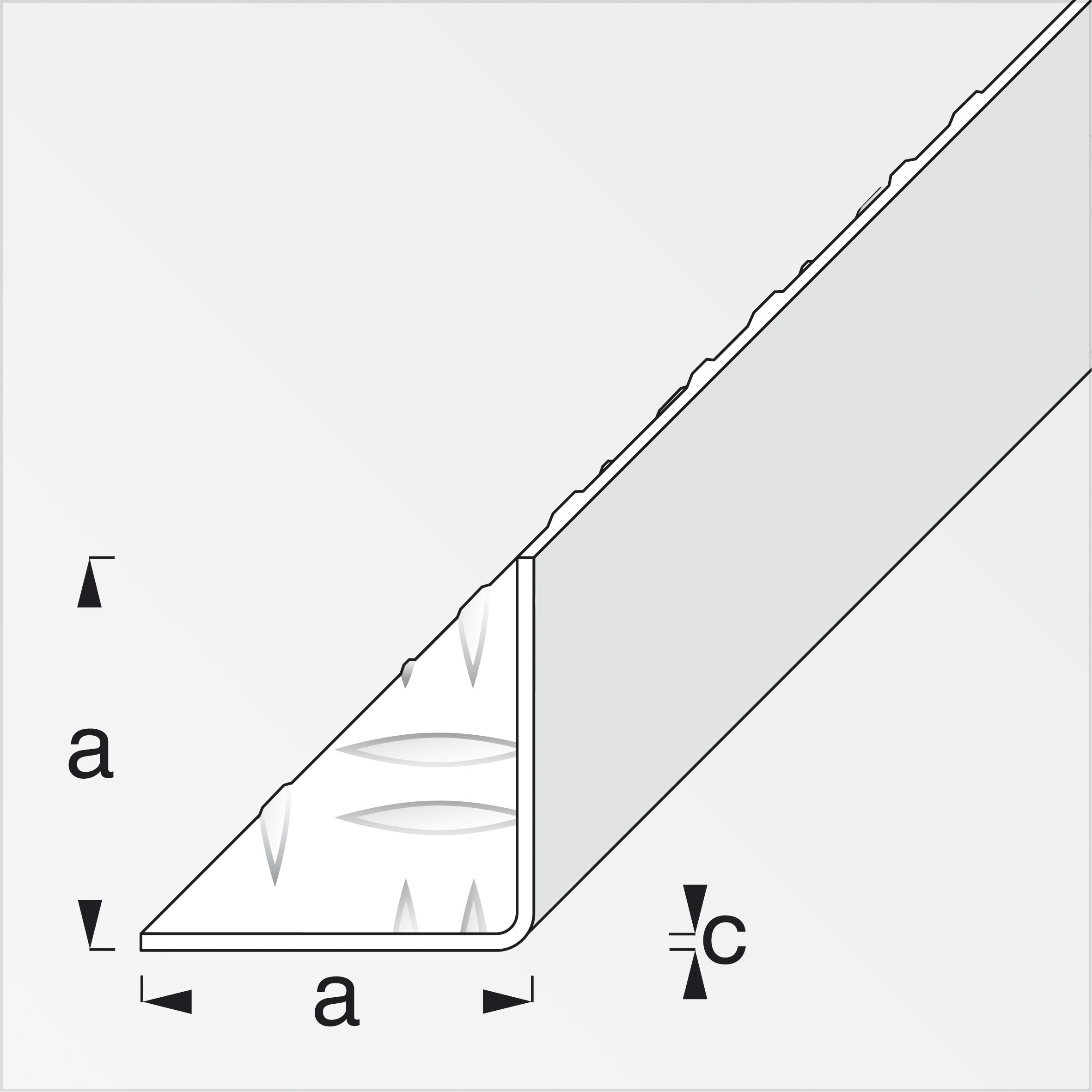 combitech® Riffelblech-Winkel gleichschenklig, innen, Alu blank 1 m, 29,5 × 29,5 mm